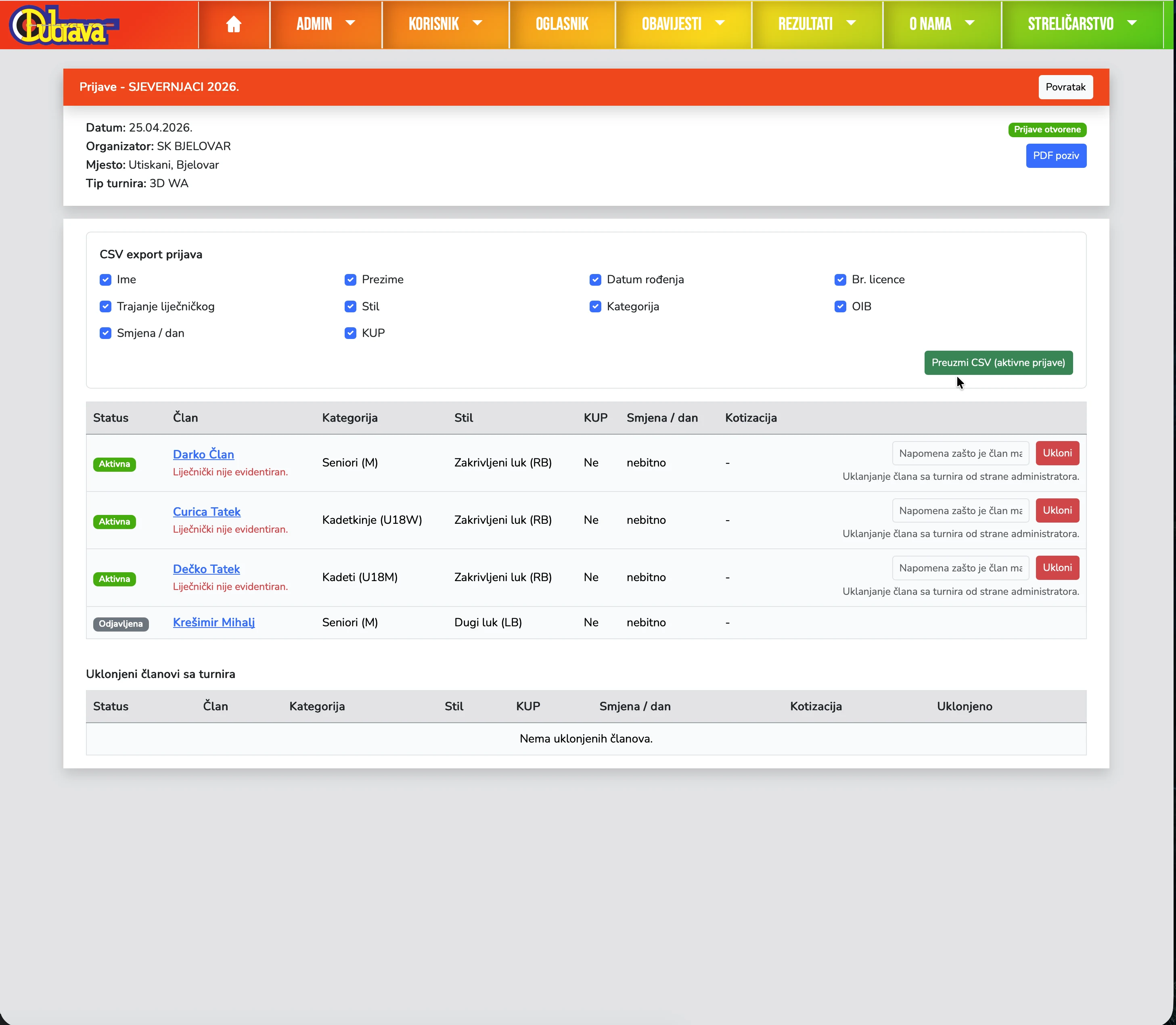 03. Prijave i izvoz podataka