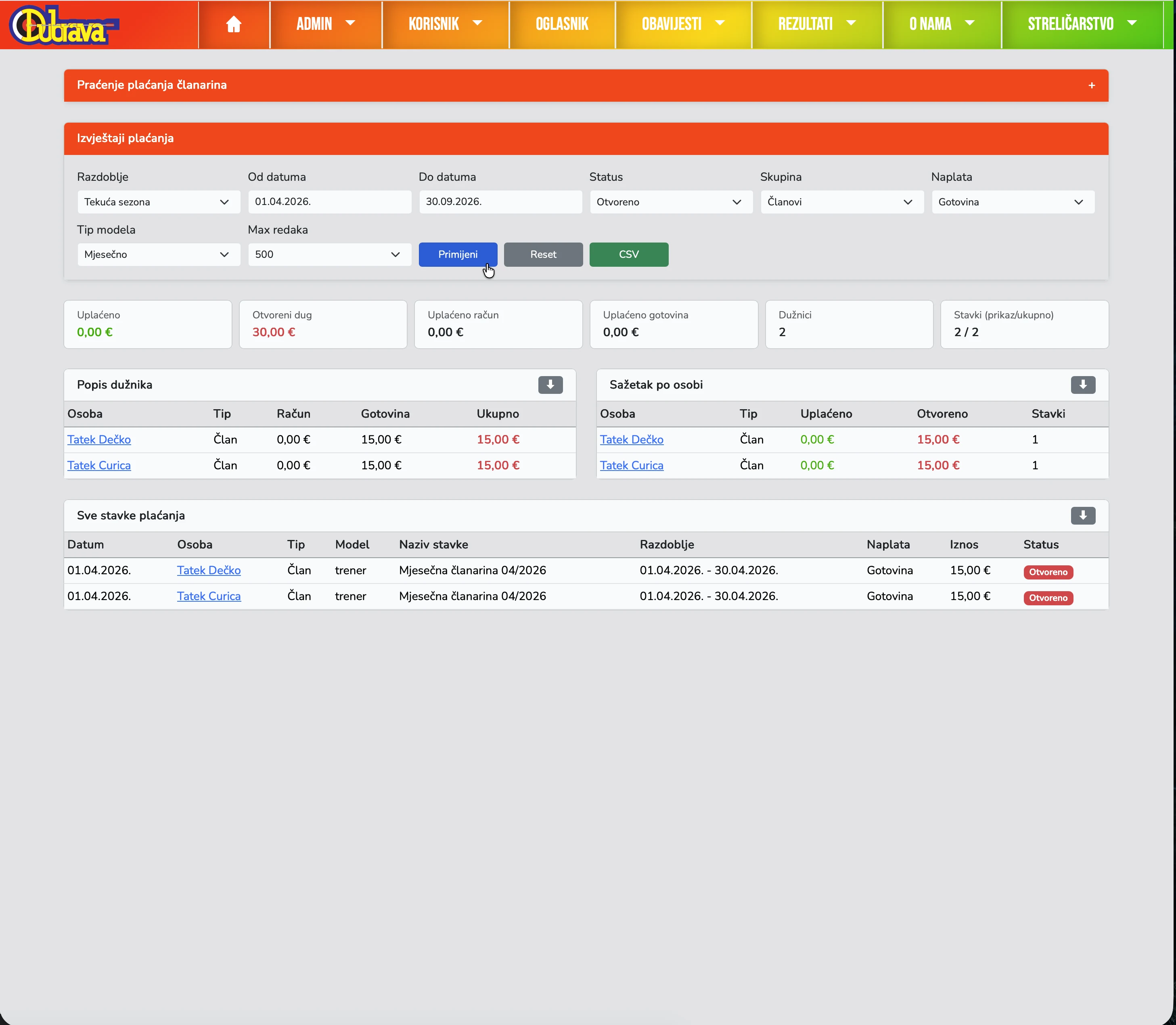 06. Plaćanja treneru