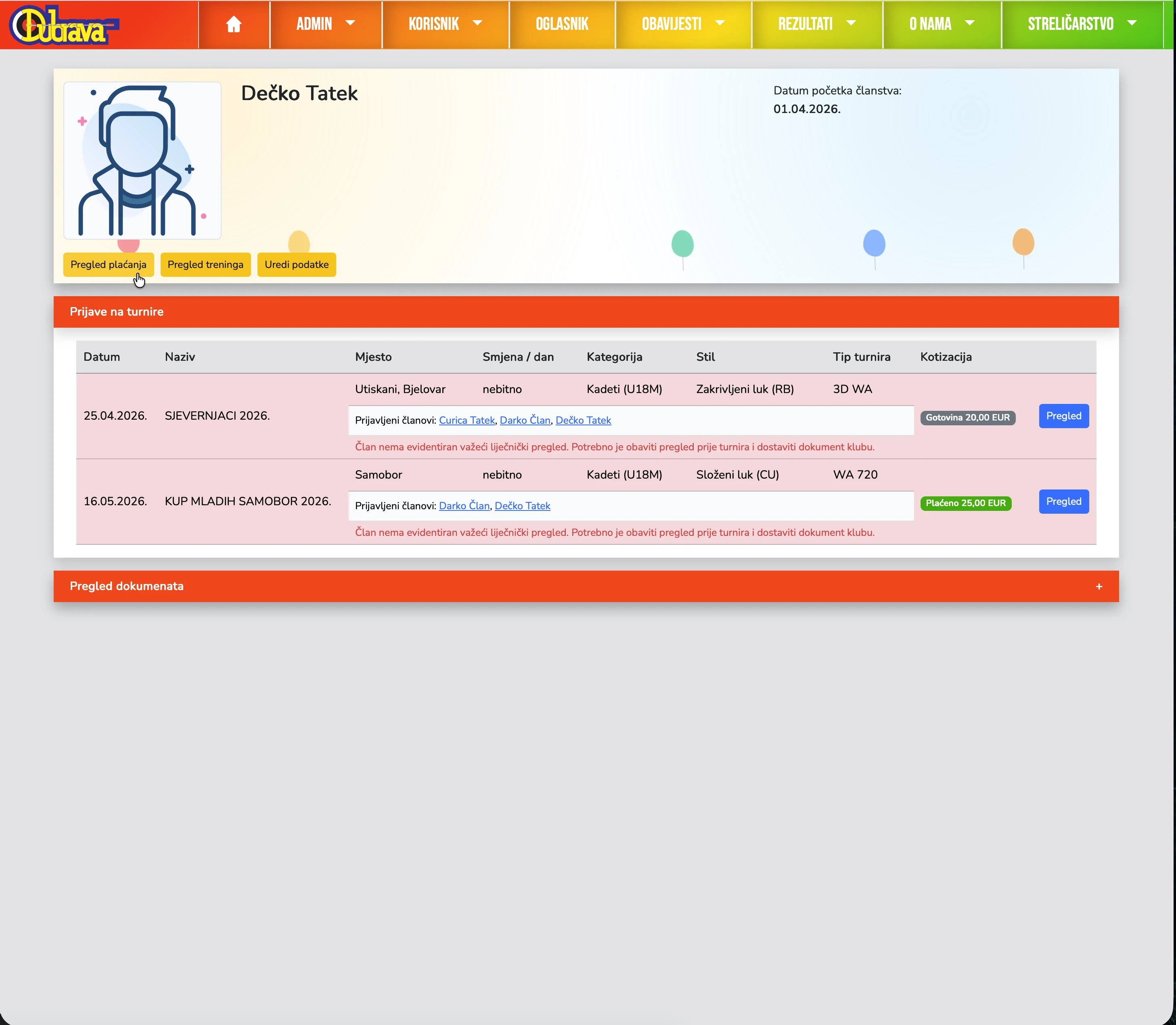 07. Admin radnje na članu