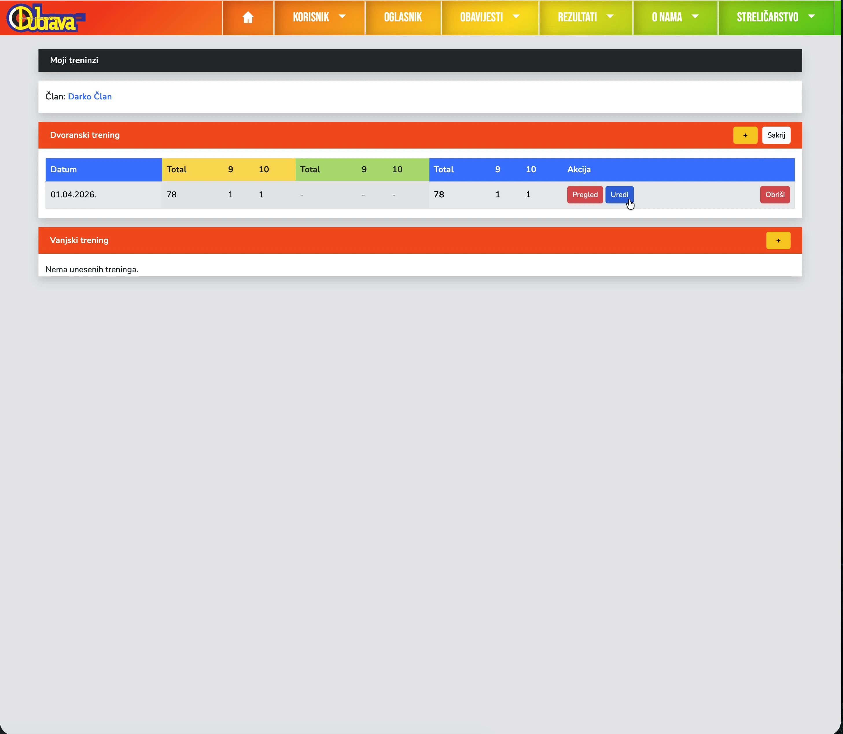 11. Pregled i uređivanje treninga