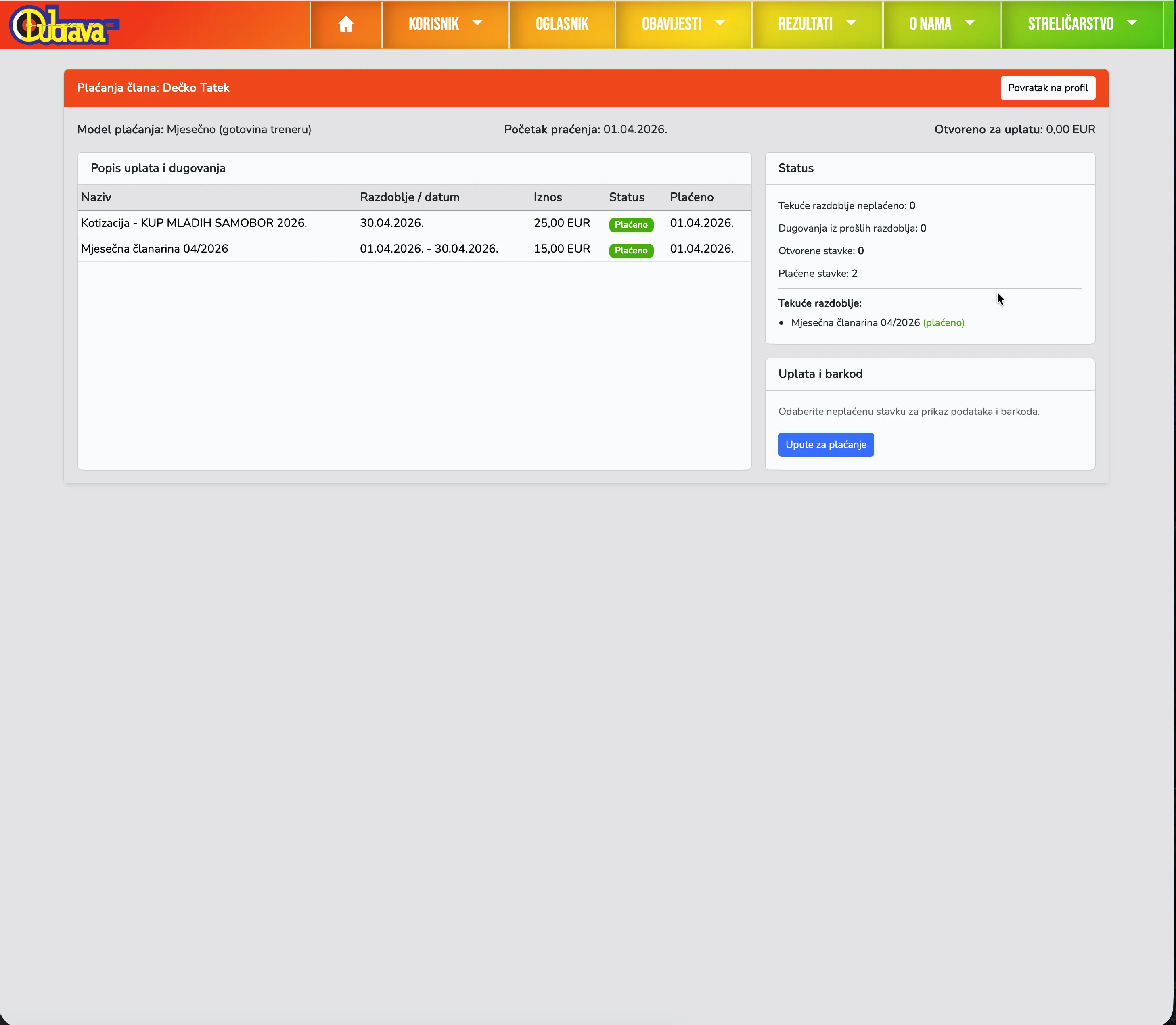 17. Pregled plaćanja