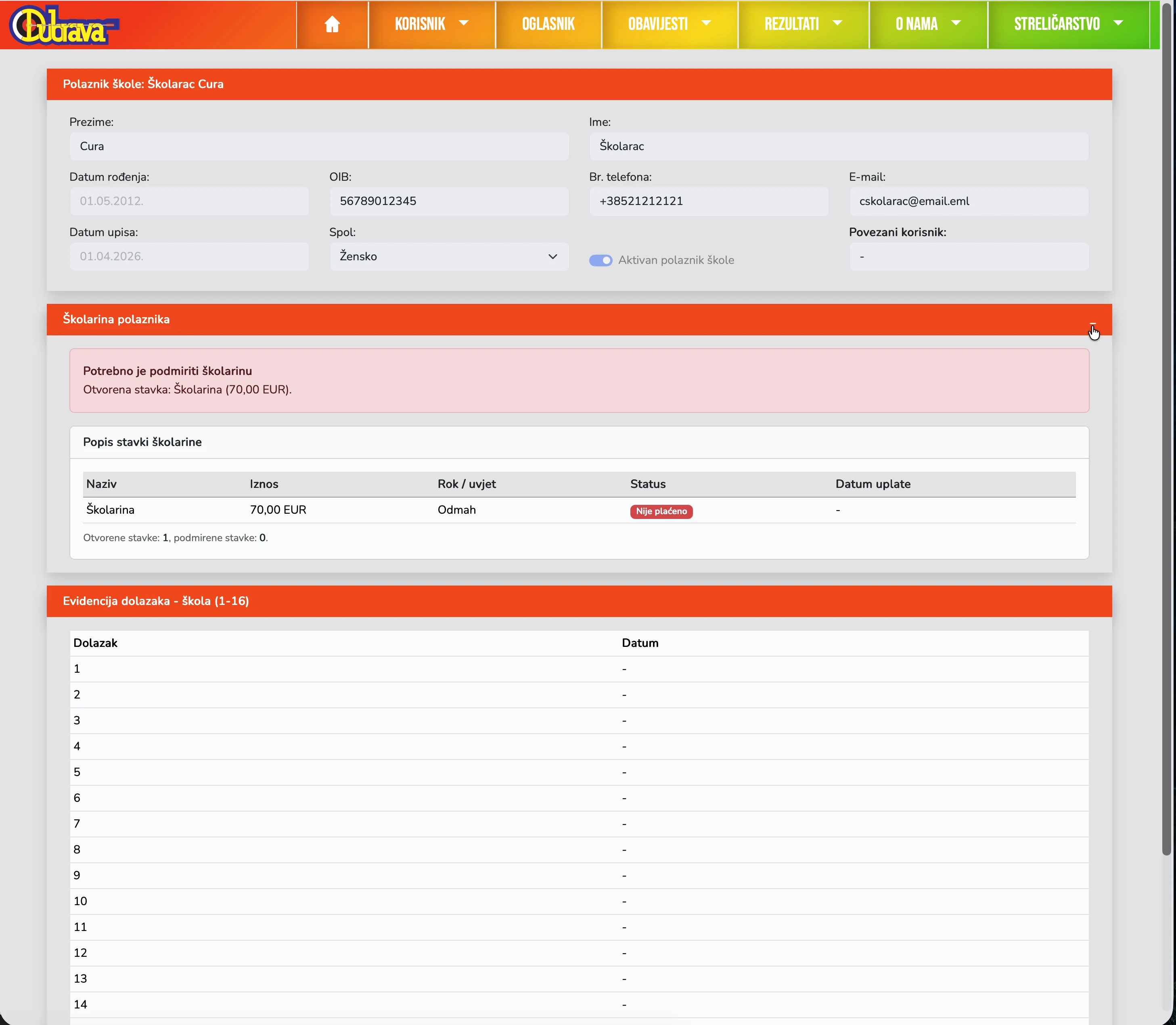 06. Pregled školarine